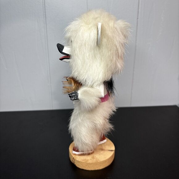 Hand crafted native Bear figure 8 inch Tall removable mask Signed E Jimmie - Picture 5 of 10